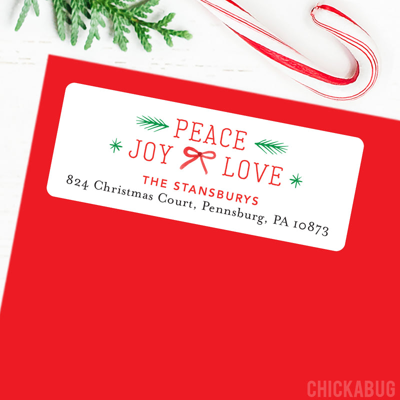 "Peace Joy Love" Christmas Address Labels