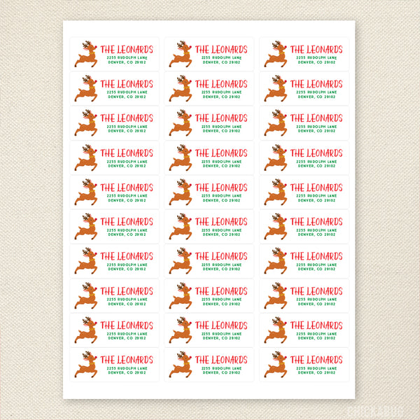 Rudolph Christmas Address Labels