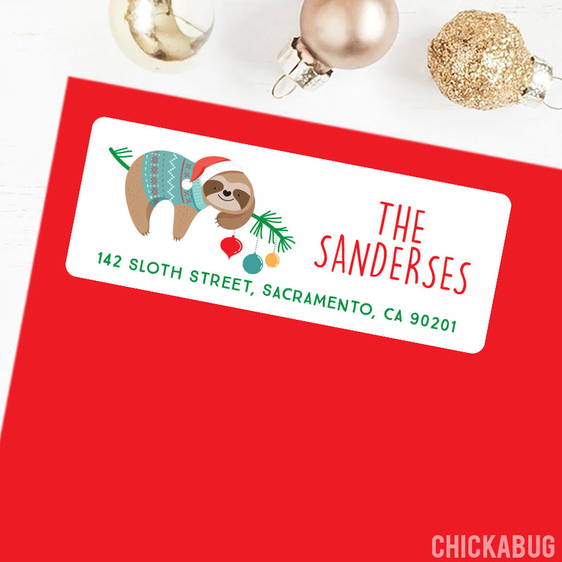Christmas Sloth Address Labels