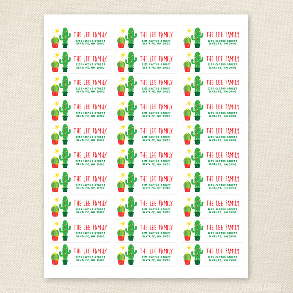 Cactus Christmas Address Labels