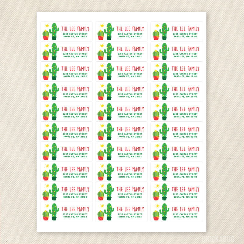 Cactus Christmas Address Labels