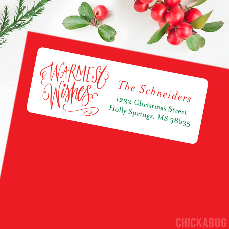 "Warmest Wishes" Christmas Address Labels
