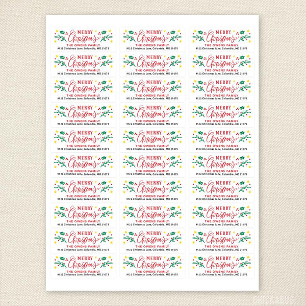Fancy Merry Christmas Address Labels