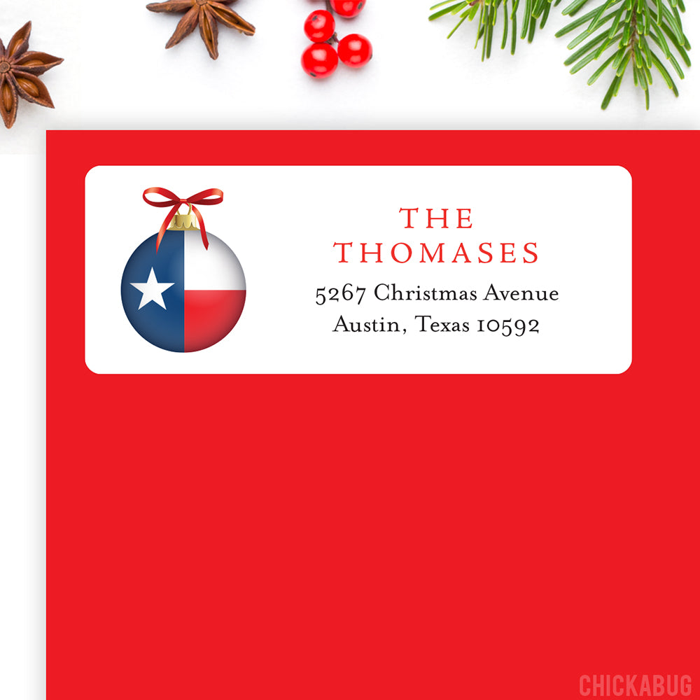 Personalized Texas State Flag Christmas Address Labels – Chickabug