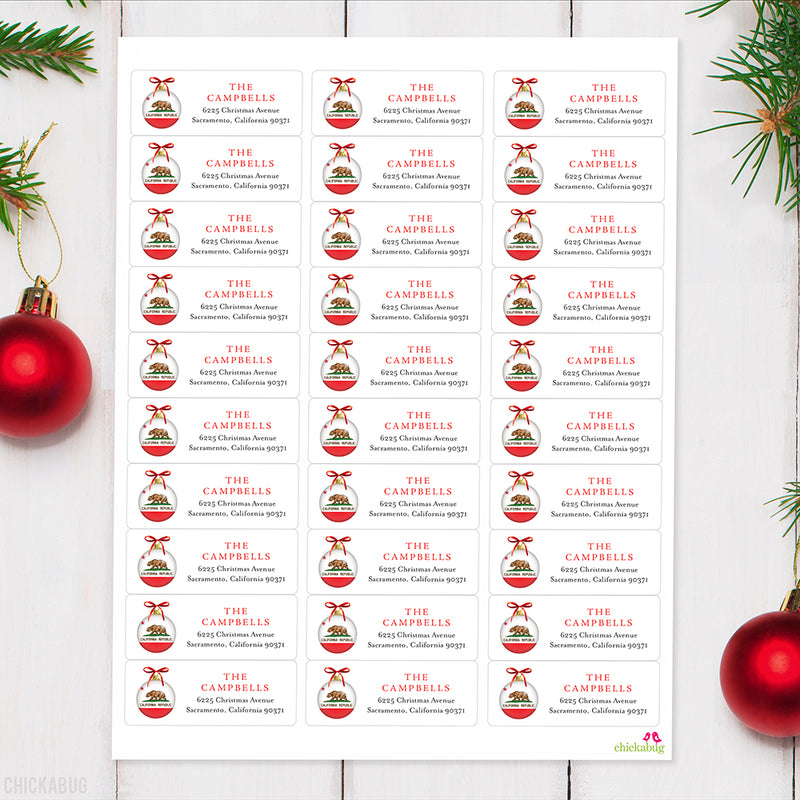 California State Flag Christmas Address Labels