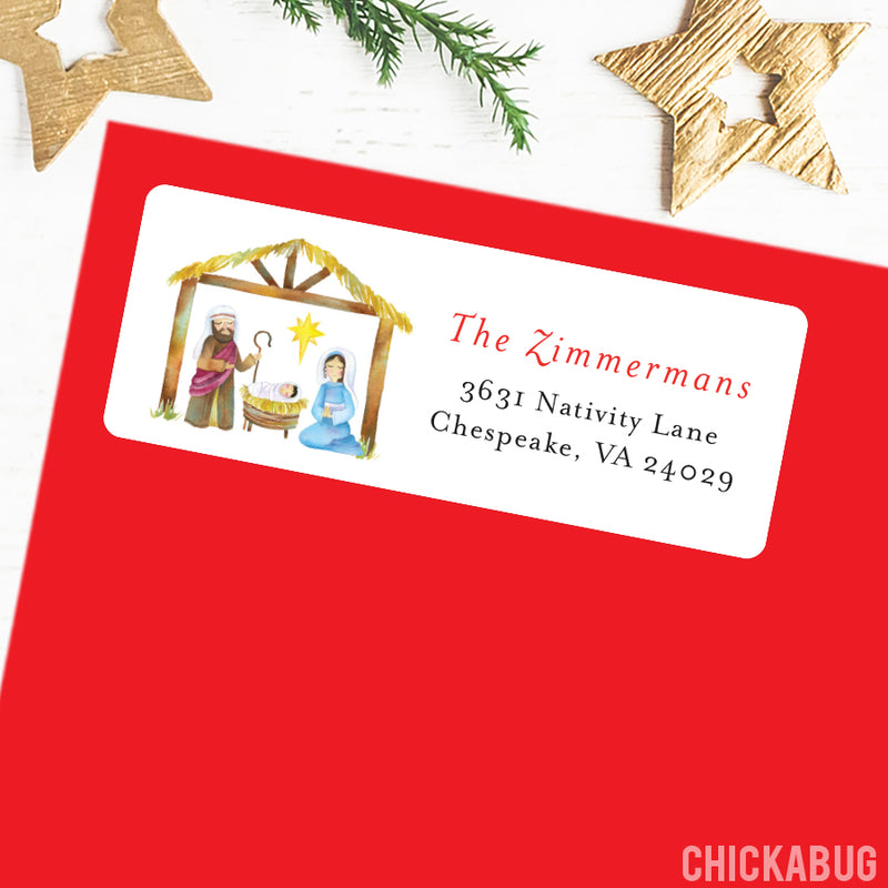 Watercolor Nativity Christmas Address Labels