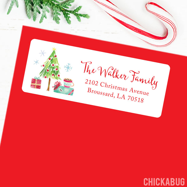 Watercolor Christmas Scene Address Labels