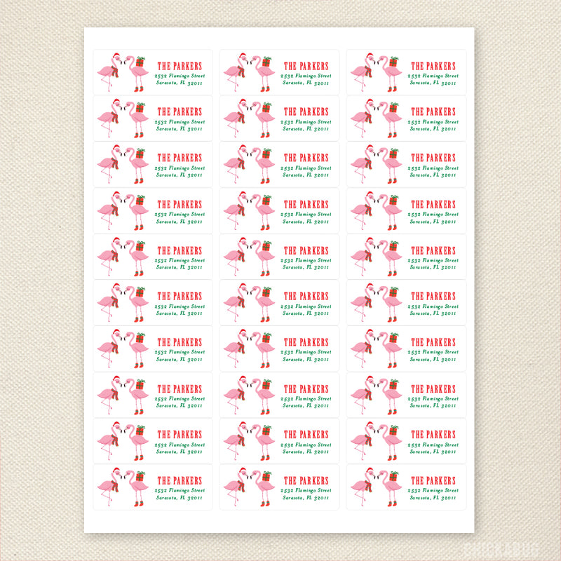 Christmas Flamingos Address Labels
