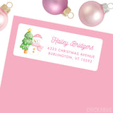 Pink Snowman Christmas Address Labels