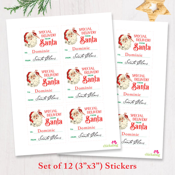 Signed by Santa Christmas Gift Labels - Vintage Santa Special Delivery