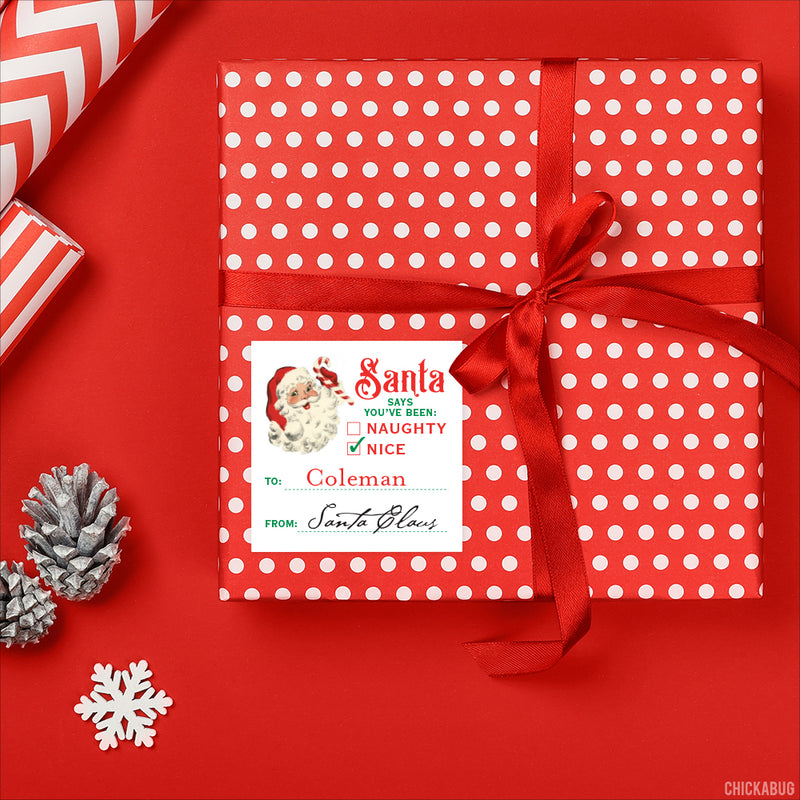 Signed by Santa Christmas Gift Labels - Vintage Santa's Nice List
