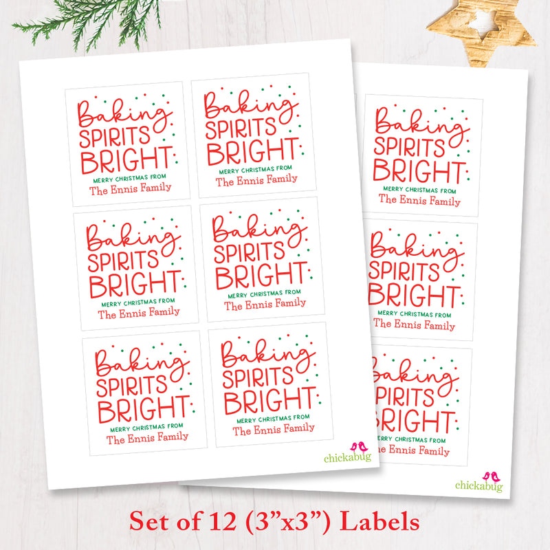 "Baking Spirits Bright" Christmas Food Gift Labels
