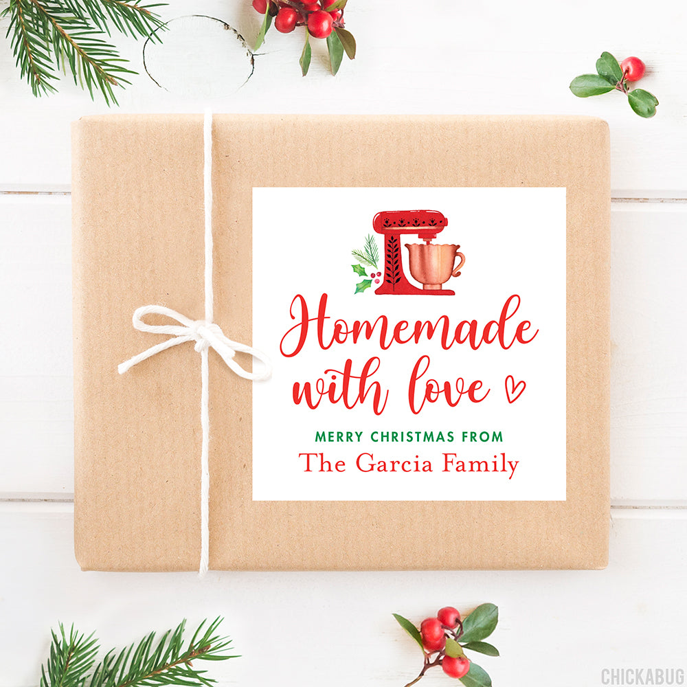 Personalized Homemade with Love Christmas Food Gift Labels – Chickabug