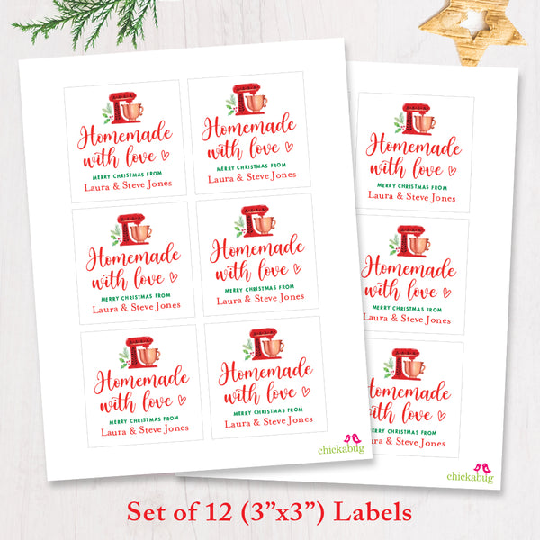 "Homemade with Love" Christmas Food Gift Labels
