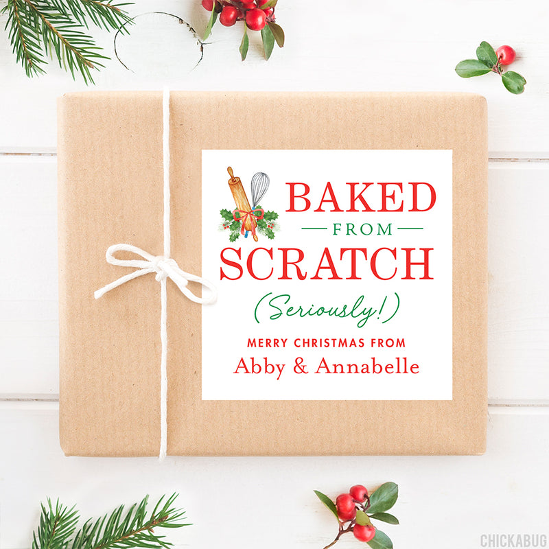 "Baked From Scratch - Seriously!" Christmas Food Gift Labels