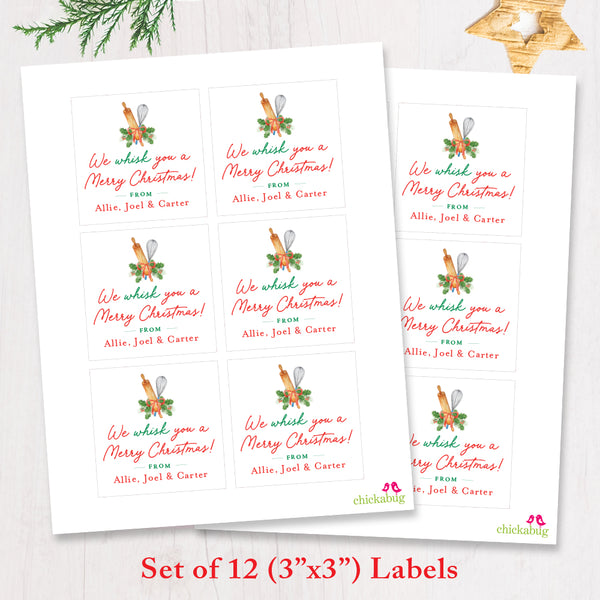 "We Whisk You a Merry Christmas" Food Gift Labels