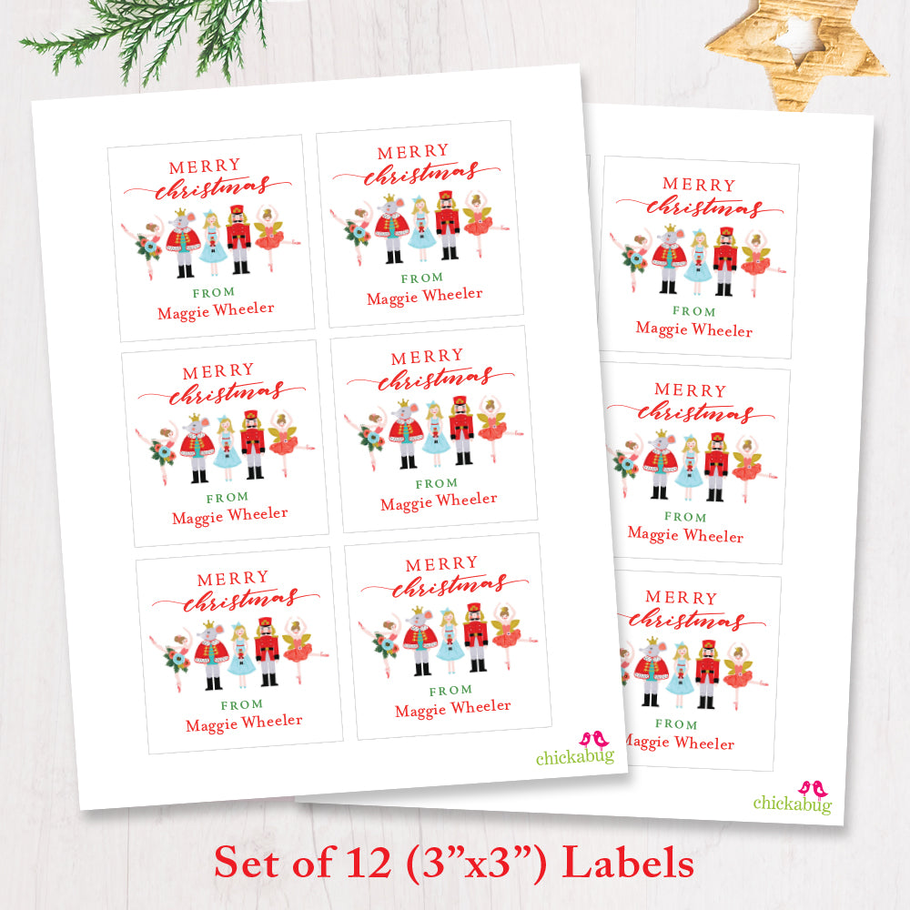 Personalized Nutcracker Ballet Christmas Gift Labels – Chickabug