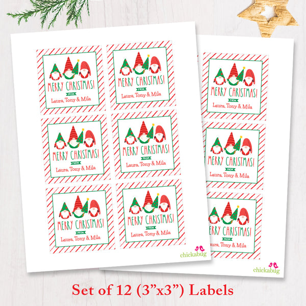 Gnomes Christmas Gift Labels