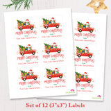 Snowman & Red Truck Christmas Gift Labels