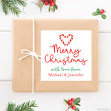 Candy Cane Heart Christmas Gift Labels