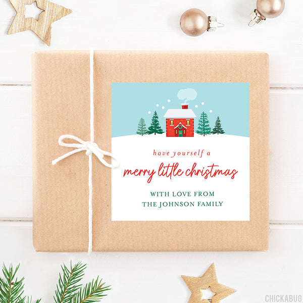 "Merry Little Christmas" Cozy Cabin Gift Labels