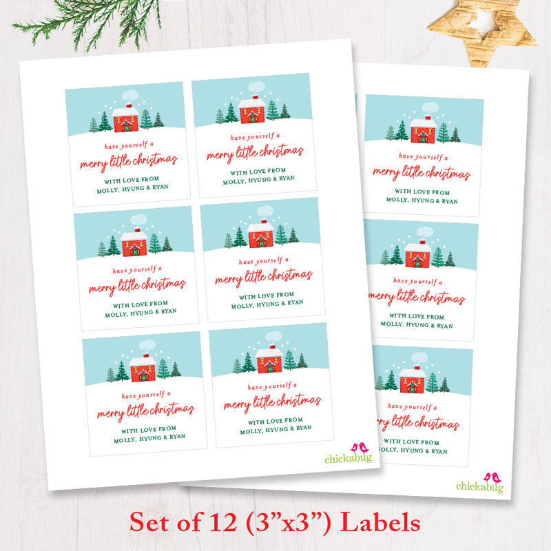 "Merry Little Christmas" Cozy Cabin Gift Labels