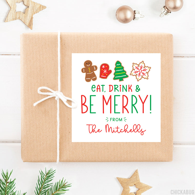 "Eat, Drink & Be Merry" Christmas Cookies Gift Labels