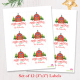 Red Barn Christmas Gift Labels