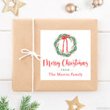 Wreath and Bow Christmas Gift Labels