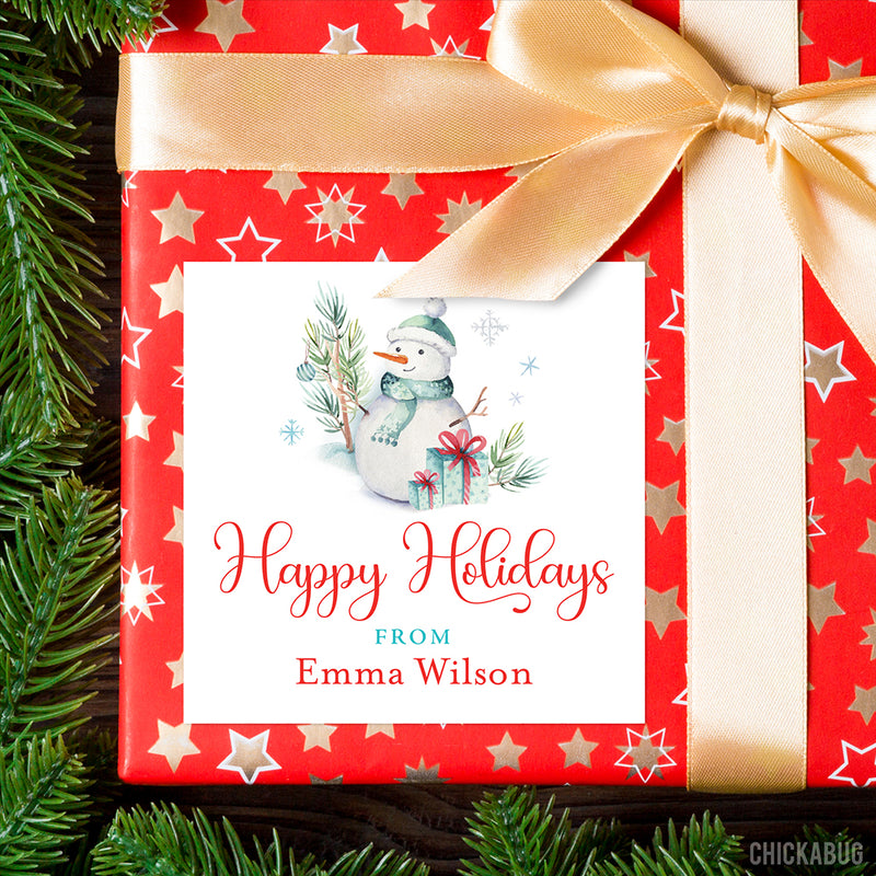 Snowman "Happy Holidays" Gift Labels