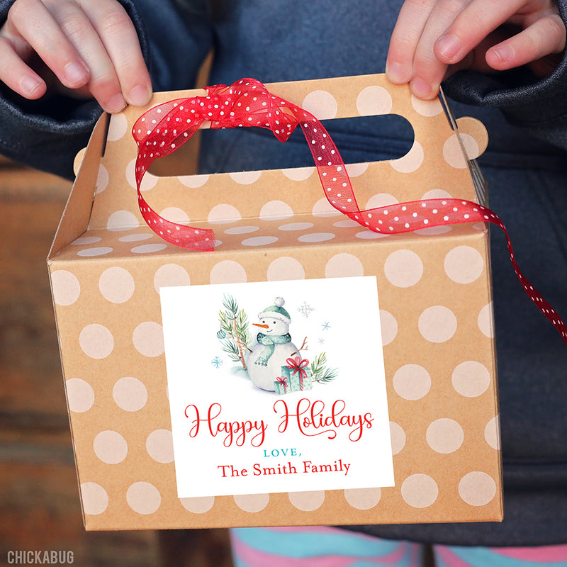 Snowman "Happy Holidays" Gift Labels