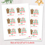 "Very Merry Christmas" Bear Christmas Gift Labels