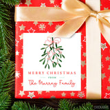 Pink and Red Mistletoe Christmas Gift Labels