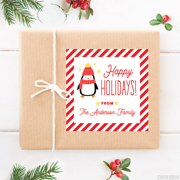 Penguin "Happy Holidays" Gift Labels