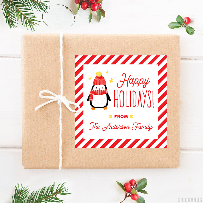 Penguin "Happy Holidays" Gift Labels