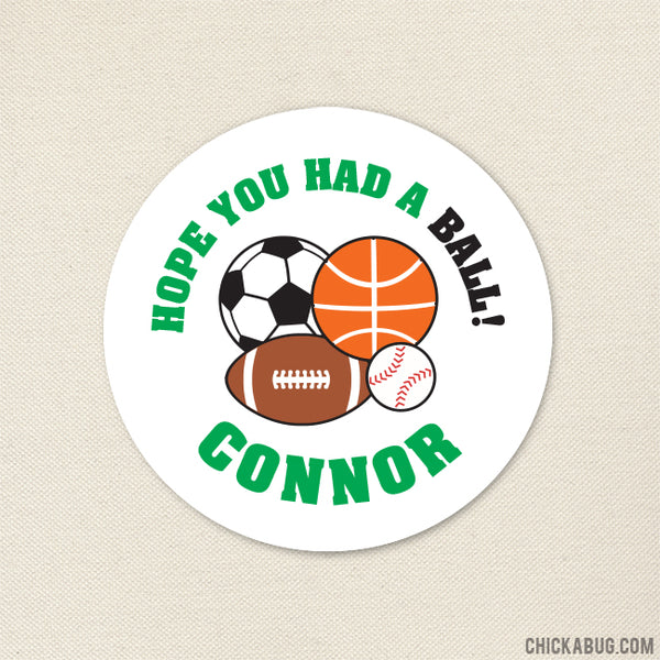 Green Sports Party Favor Stickers
