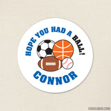 Blue Sports Party Favor Stickers