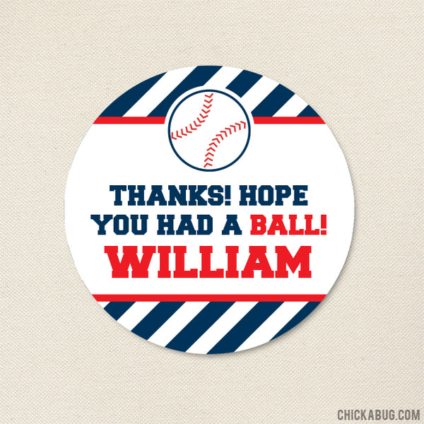 Baseball Party Favor Stickers