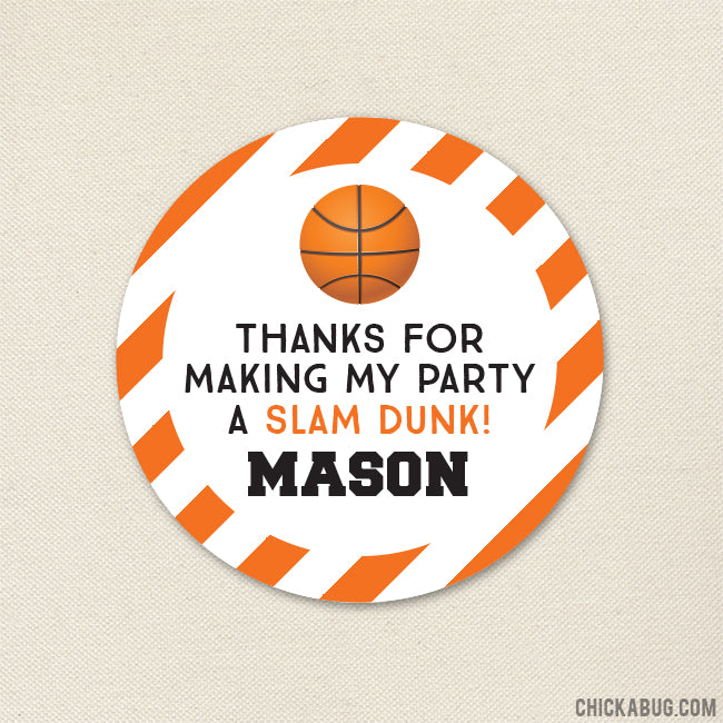 Basketball Party Favor Stickers
