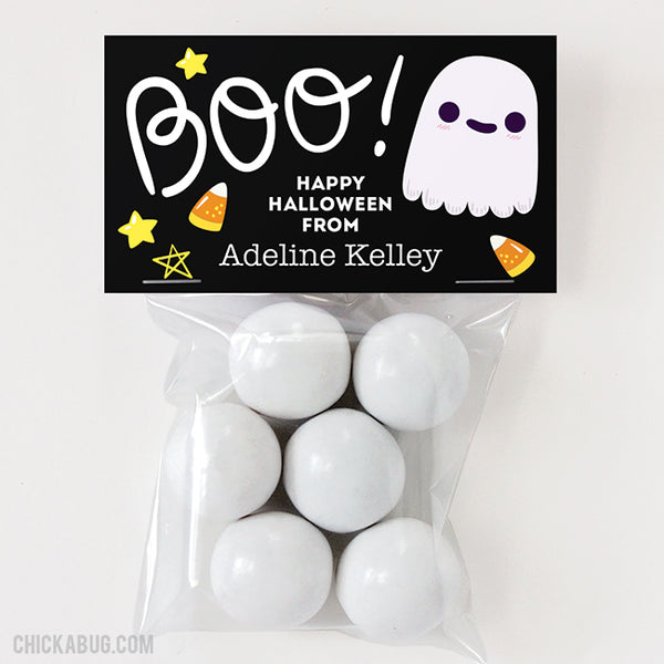 Halloween Ghost "Boo" Paper Tags and Bags - Black