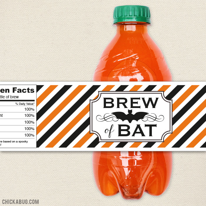 "Brew of Bat" Halloween Drink Labels