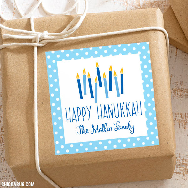Hanukkah Candles Personalized Gift Stickers
