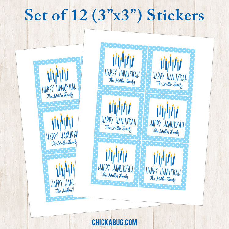 Hanukkah Candles Personalized Gift Stickers