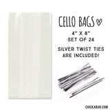 24 Cello Favor Bags with Twist Ties (4"x8")
