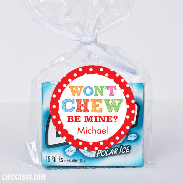 "Won't Chew Be Mine" Valentine's Day Stickers