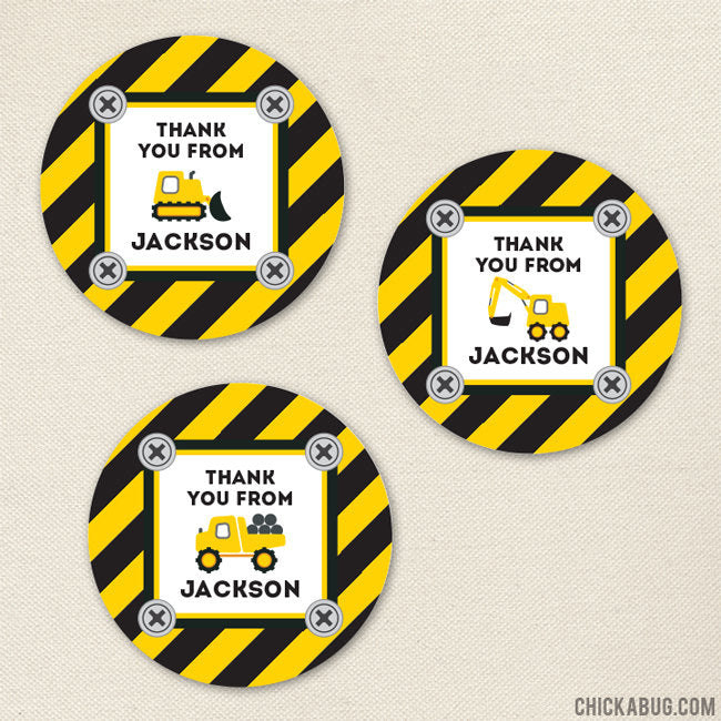 Construction Party Favor Stickers