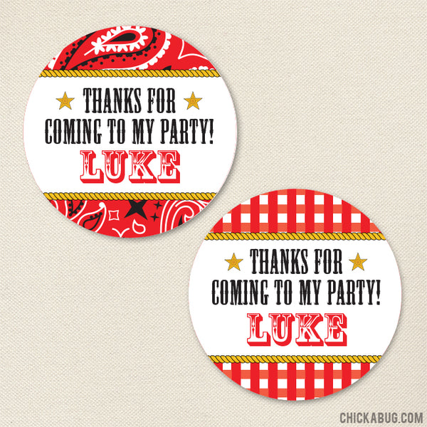 Country Western Party Favor Stickers