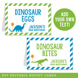 Dinosaur Party Table Tent Cards (EDITABLE INSTANT DOWNLOAD)