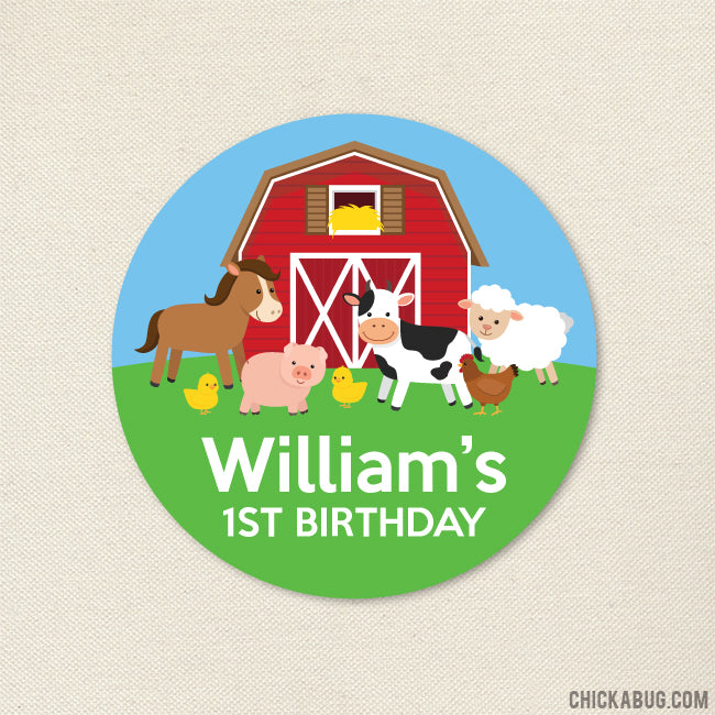 Farm Birthday Party Stickers