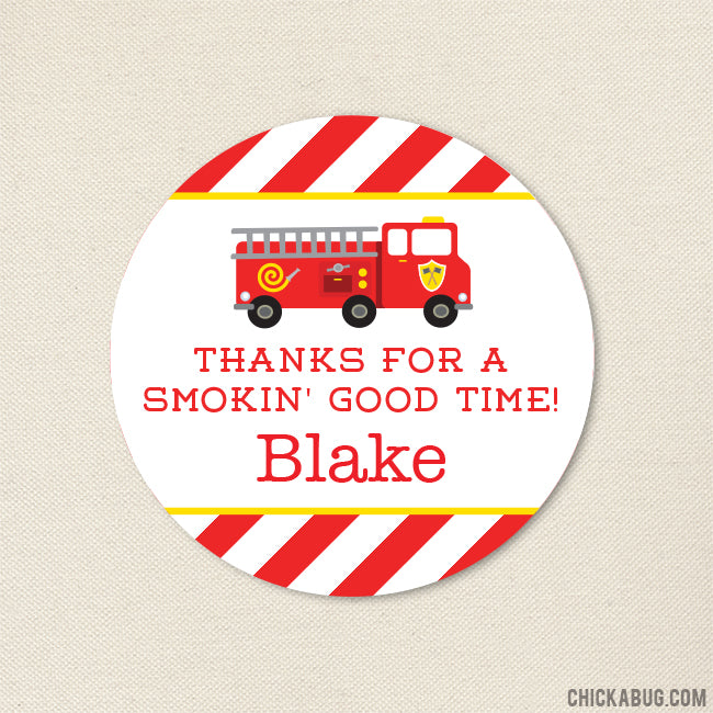 Fire Truck Party Favor Stickers